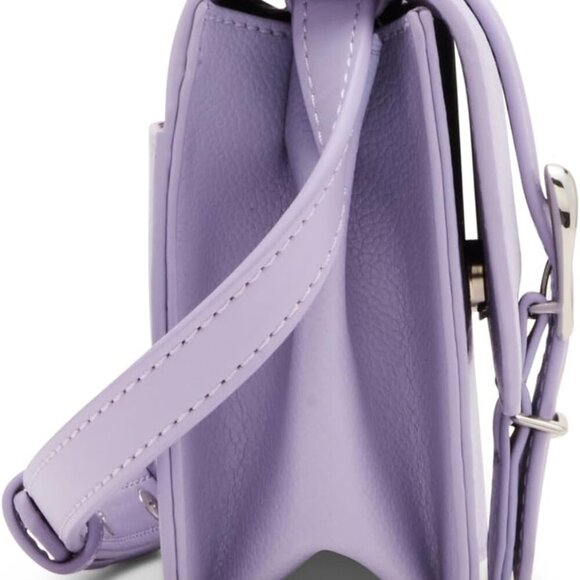 Chic Sculpted Buckle Flap Crossbody in Gentle Lavender - 7.3x2.2x5 Inches - Picture 3 of 5